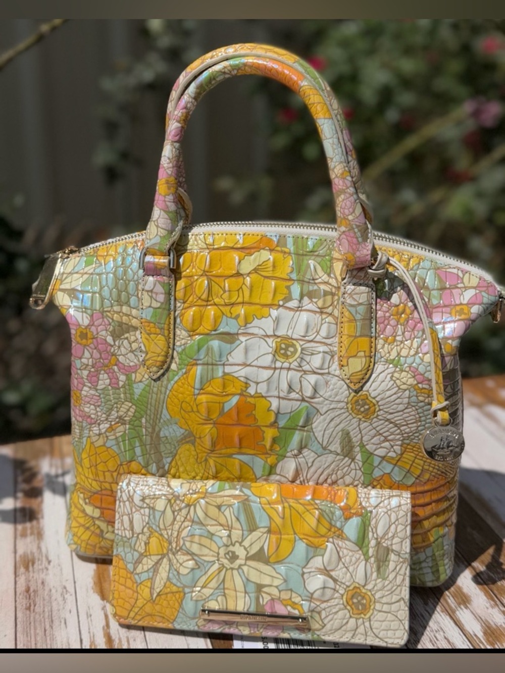 FIRM $ SET BRAHMIN DAFFODIL MEDIUM DUXBURY & WALLET NWT LIMITED EDITION - Picture 3 of 15